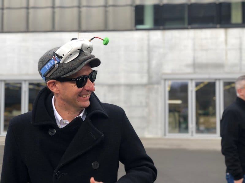Man with VR Goggles on head